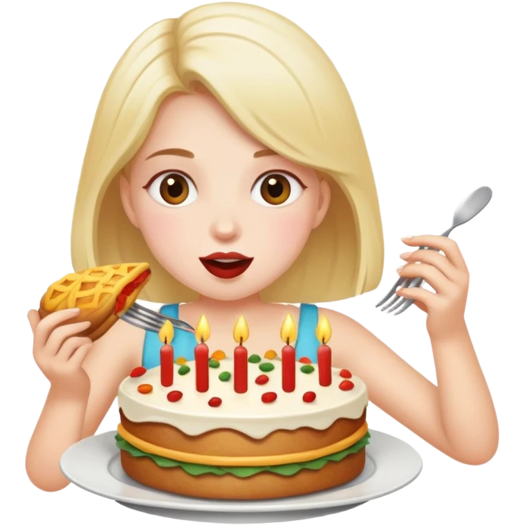 Birthday girl eating a feast of food  emoji