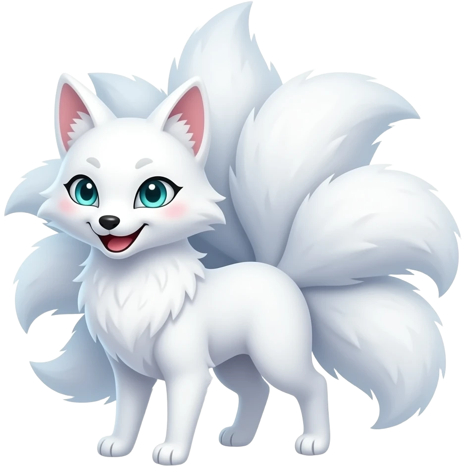 White kitsune nine tails laughing emoji