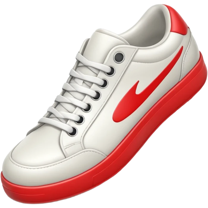 3D Apple-style emoji of a sneaker pressing down on the ground, showing the sole clearly. Rounded, glossy, smooth, soft shadows, white background. emoji