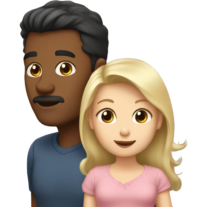 Dad blond hair, mom black hair and little baby brown hair emoji