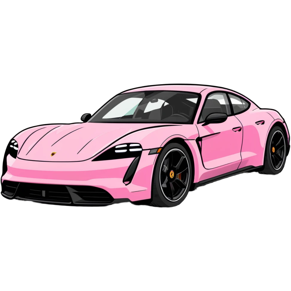 pink porsche taycan electric sports car emoji