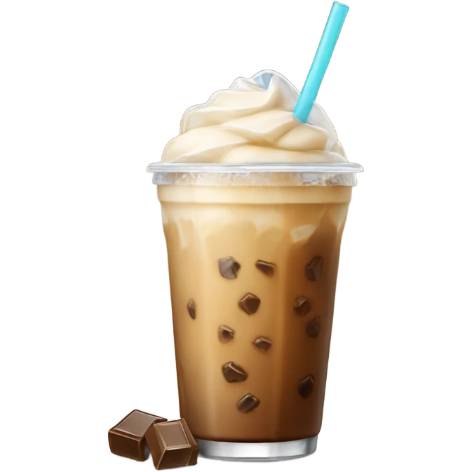 Iced latte with no cream and you can see the ice cubes emoji