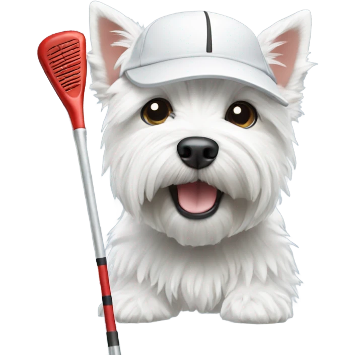 westie with a golf club and cap on emoji