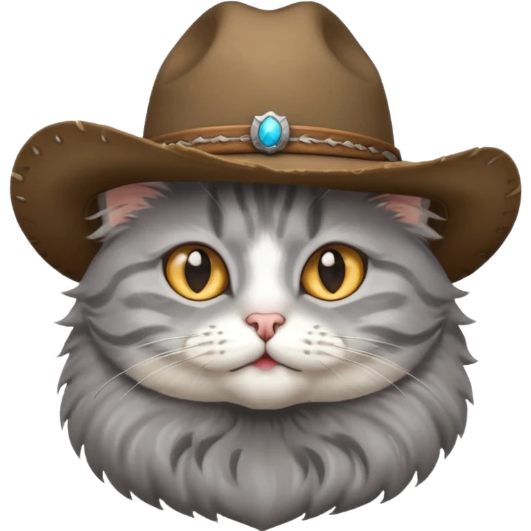 Gray cat wearing a cowboy hat emoji