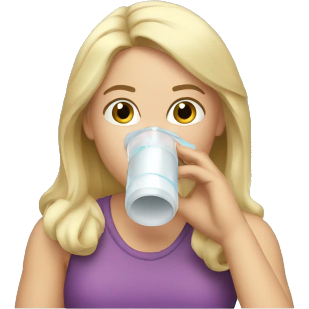 blonde girl taking an inhaler emoji