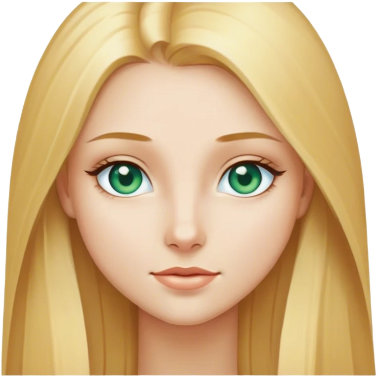 a beautiful girl, with long, straight, golden-blond hair, and blue-green eyes. emoji