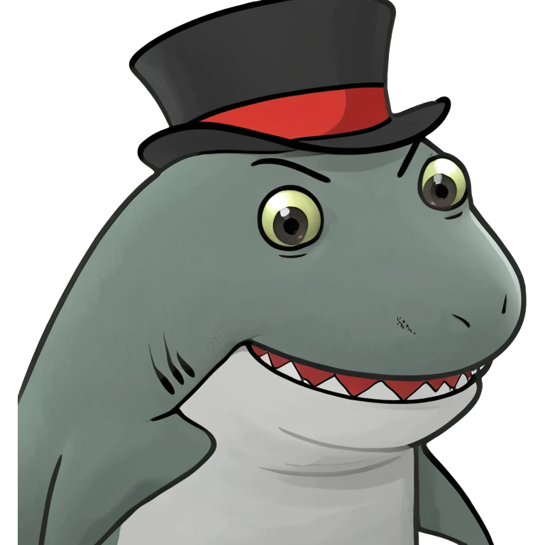 Shark with a top hat emoji