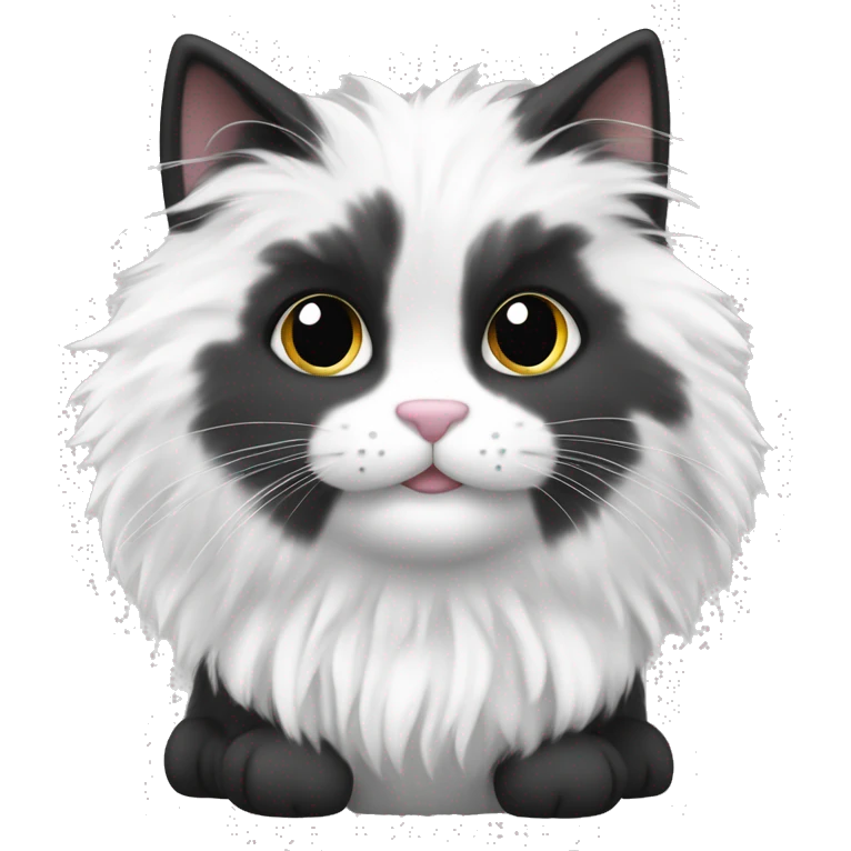 Black and white fluffy cat in love ￼ emoji