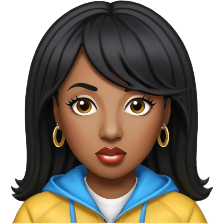 Missy Elliott with black hair emoji
