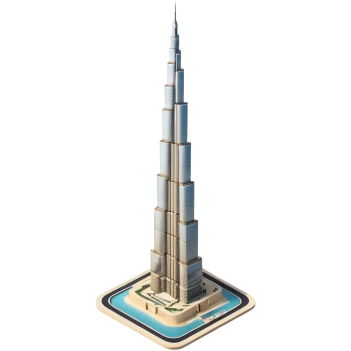 Burj Khalifa, light beige, minimalist, aerial view, emoji style emoji