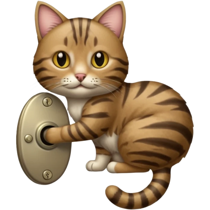 A "bobtailed" striped cat turning a doorknob emoji