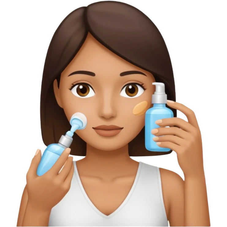 Perempuan lagi skincare (tapi yang lebih ketutup) fokus di muka emoji