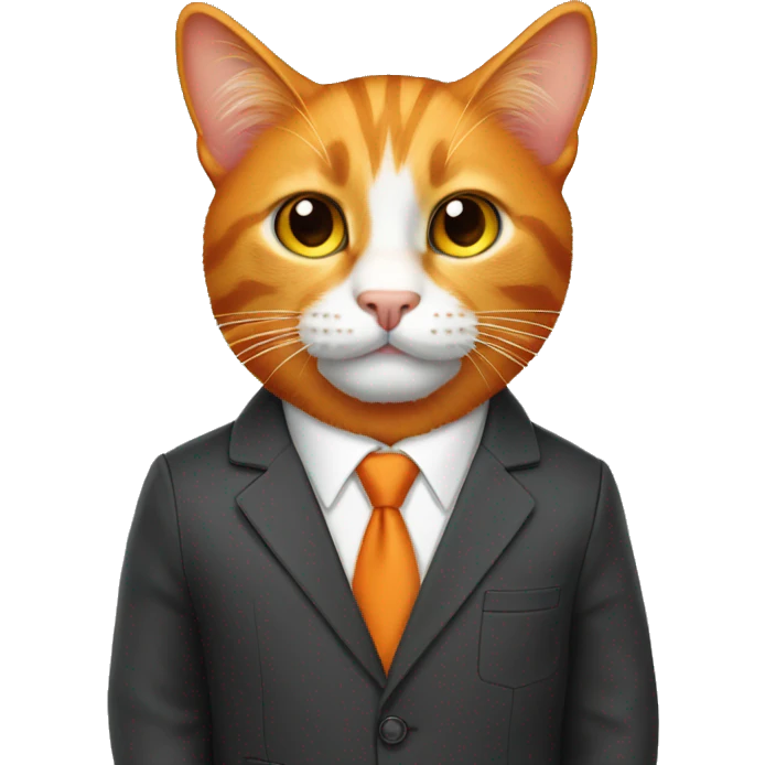 Orange cat in business suit emoji