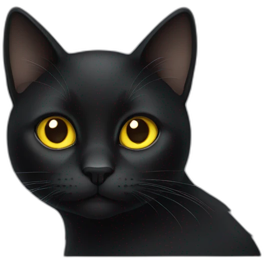 Black cat with white chin and yellow eyes emoji