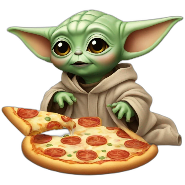 Baby yoda eating pizza emoji