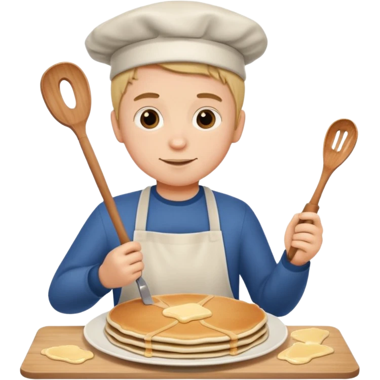 A boy making pancake emoji