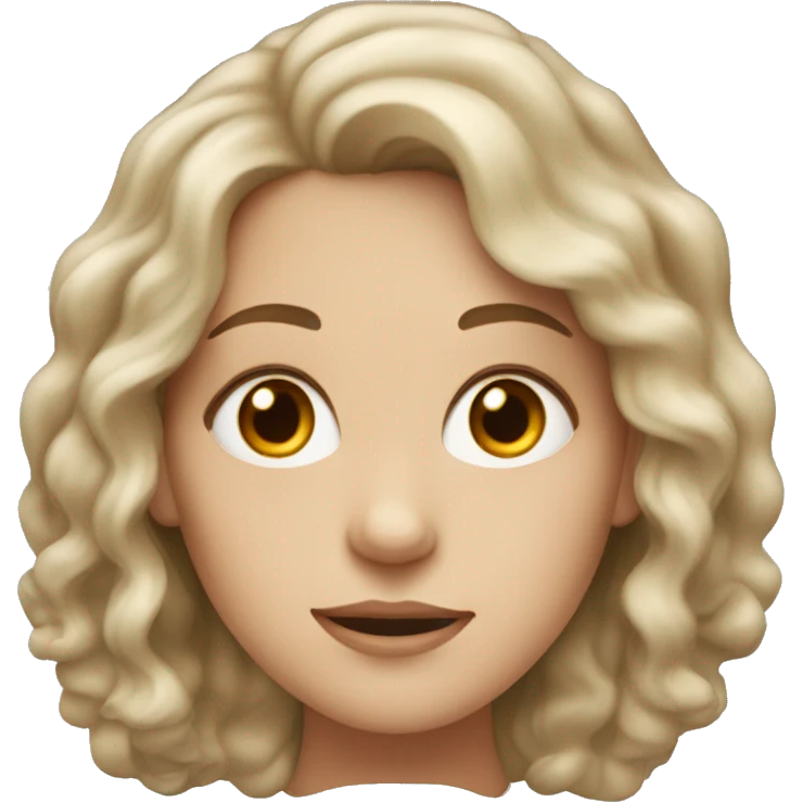 White woman with wavy hair and hazel eyes  emoji