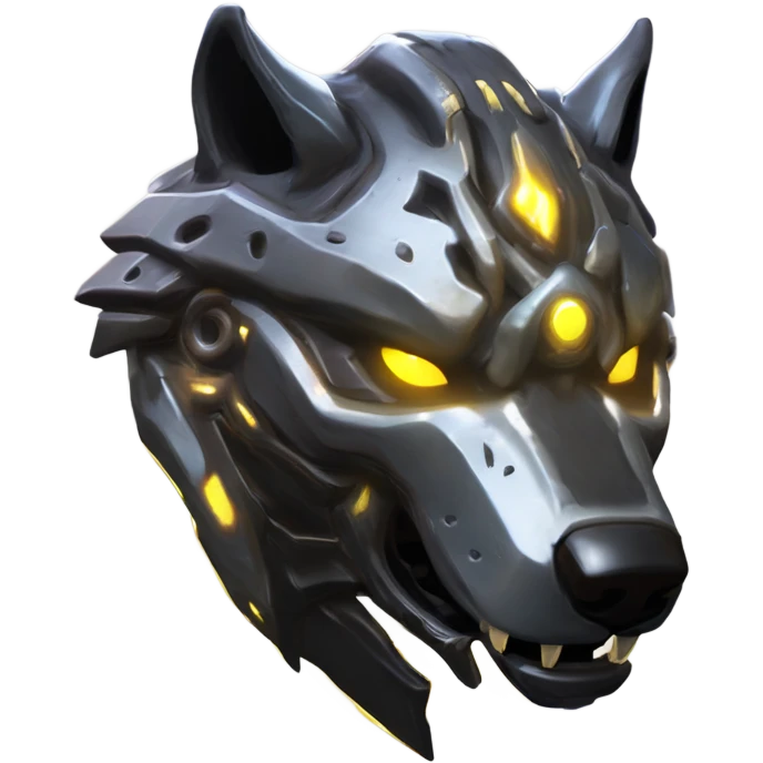 Warframe-inspired wolf Warframe with sleek biomechanical armor, a snarling wolf-like helmet, glowing eyes, and clawed gauntlets. Dark metallic colors with glowing energy lines, blending feral agility and deadly stealth.



 emoji