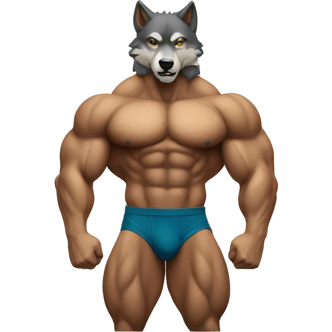Body builder wolf emoji
