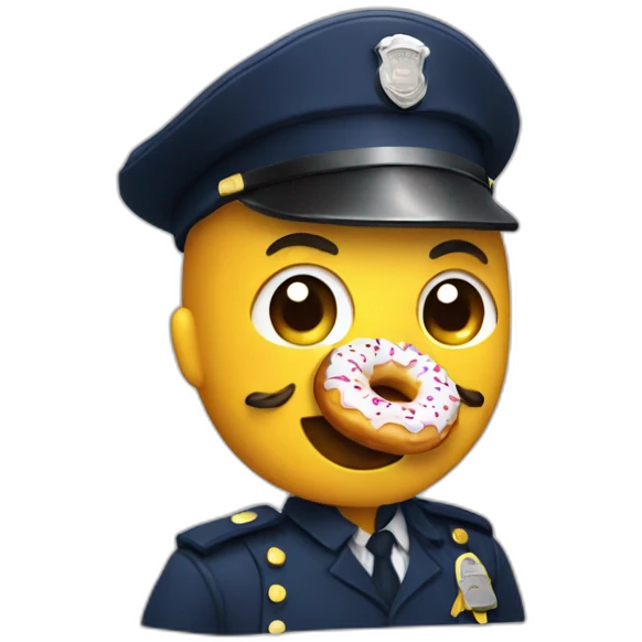 Policier qui mange un donut emoji