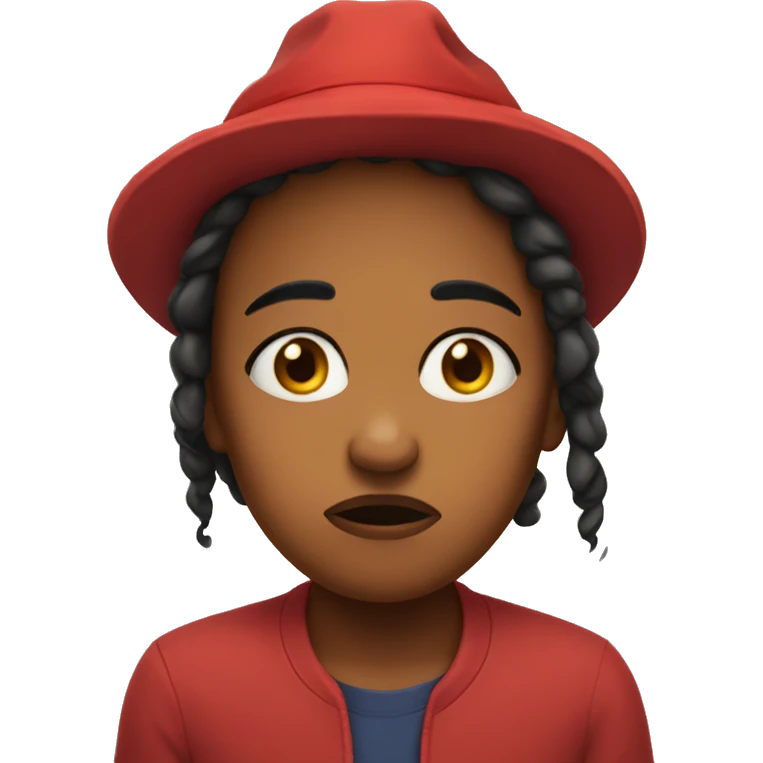 kamala being sad in a red hat emoji