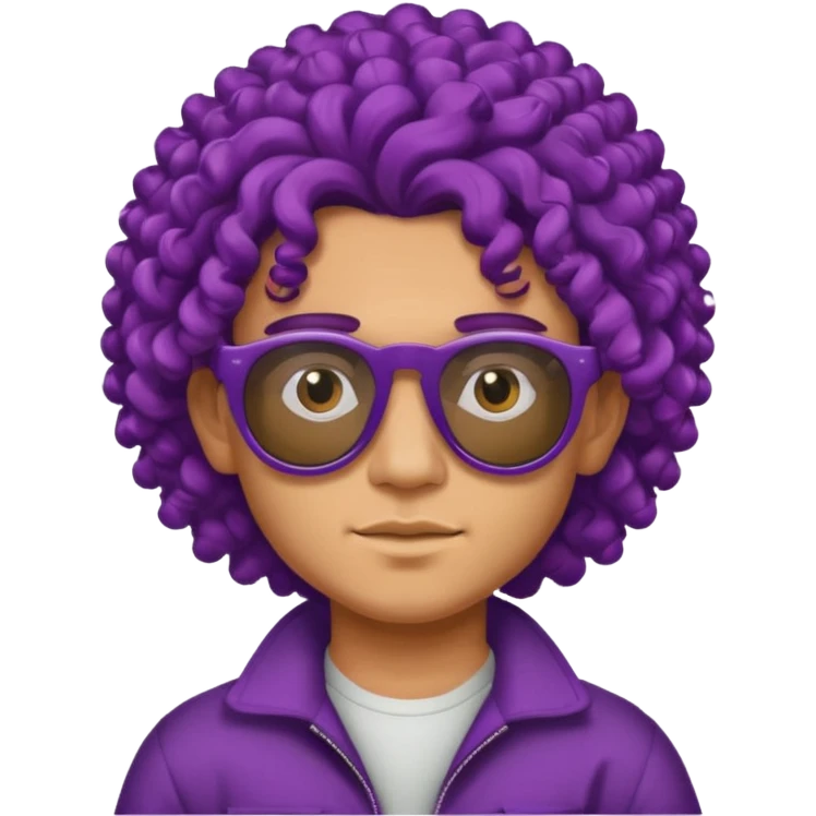 purple haired, curly big haired mexican boy with sunglassess emoji