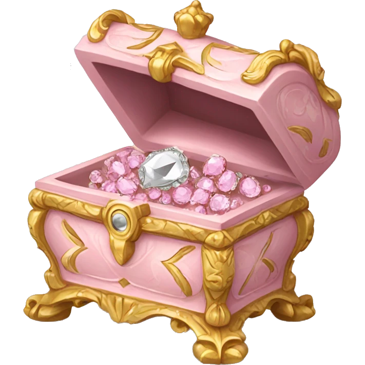 Pale pink Rococo Treasure box filled with diamonds emoji