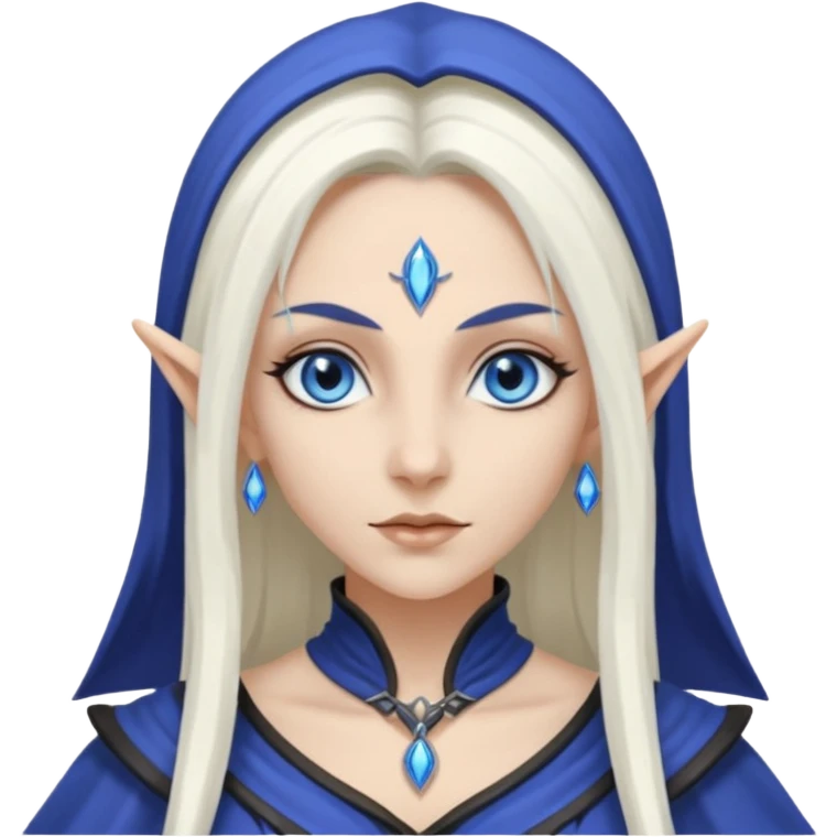 Dark elf sorceress with white long hair with blue eyes emoji