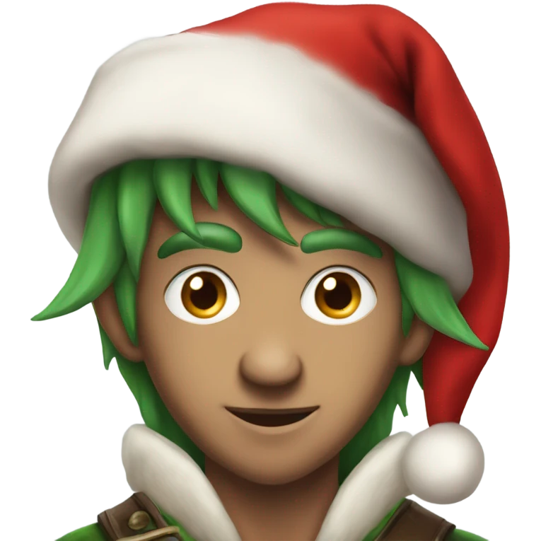 rogue male elf fantasy wearing santa hat emoji