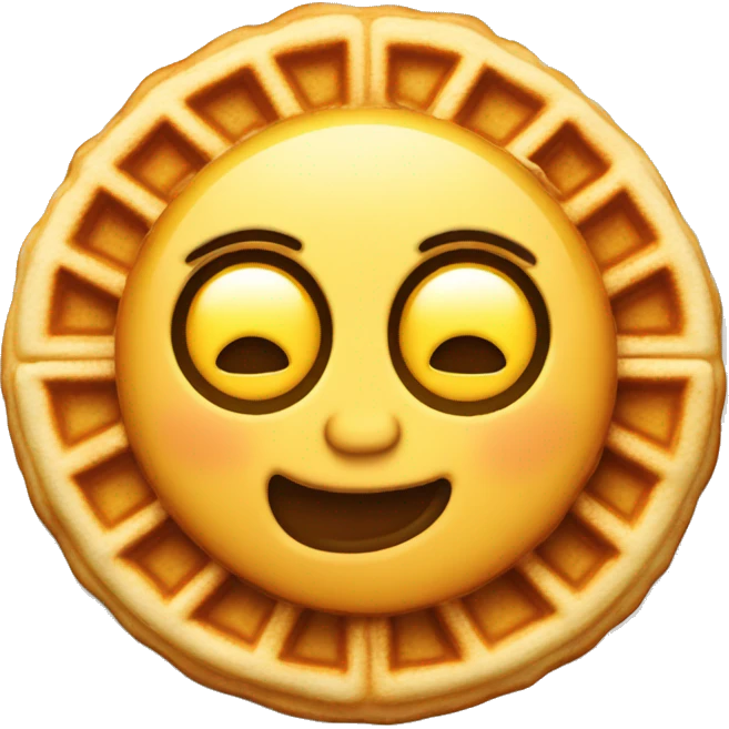 Waffle in the shape of a sun emoji