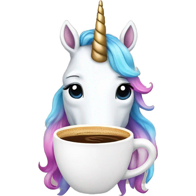 Unicorn with coffe emoji