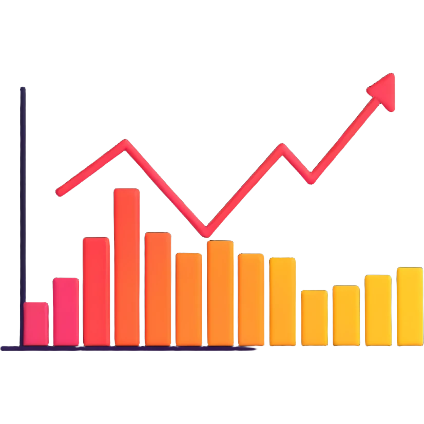 line graph showing growth emoji