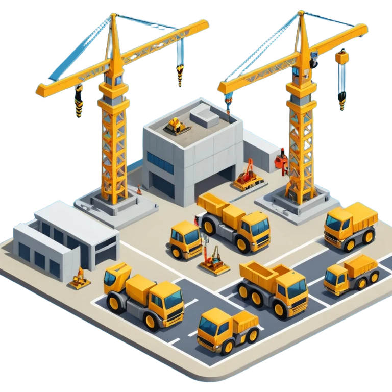 isometric construction site of airport emoji