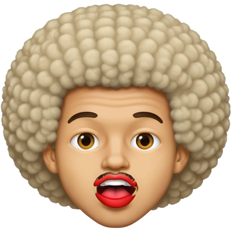 Man biting lip, Afro, light skin  emoji