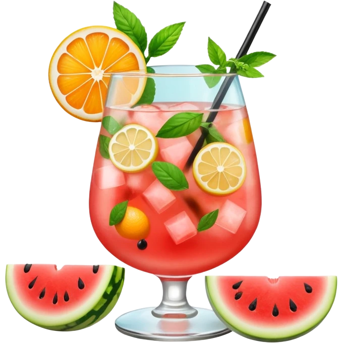 summer cocktail with lemon, watermelon, orange emoji
