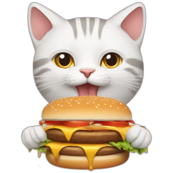 Cat eating a burger emoji