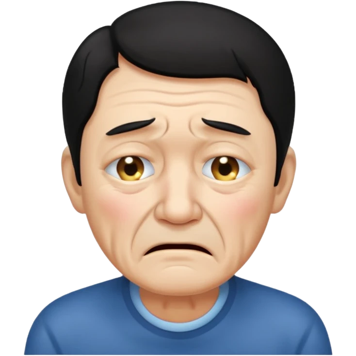 old man crying with black hair emoji