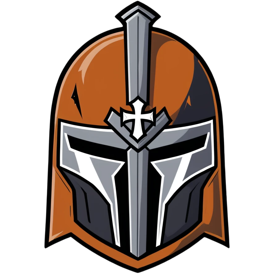 Battle-worn crusader helmet with light rust and historical details emoji