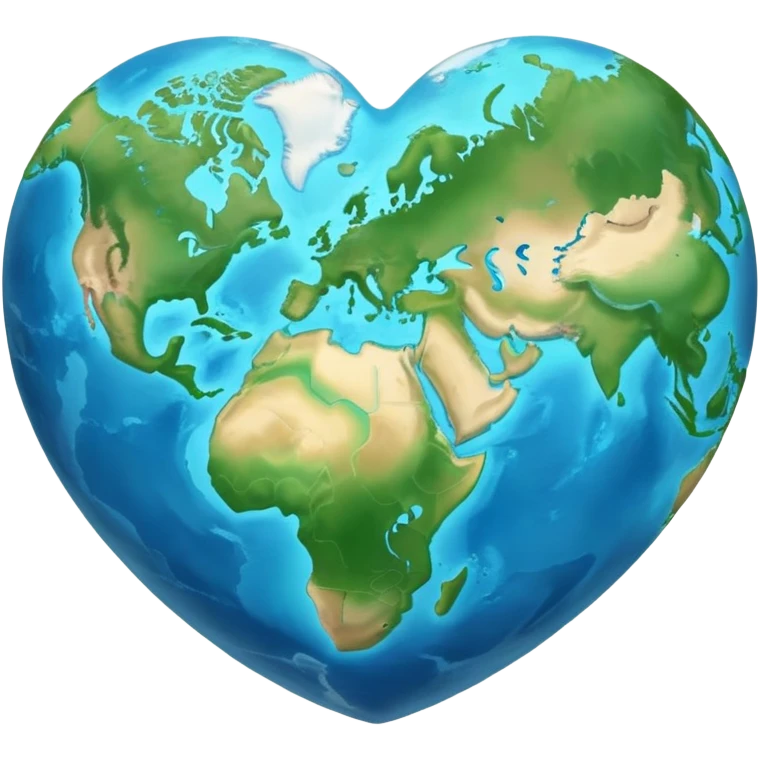 Earth shaped like a heart, showing continents and oceans emoji