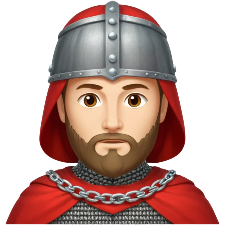 Russian prince Alexander Nevsky in chain mail and with red mantle and with Rus helmet and beard emoji