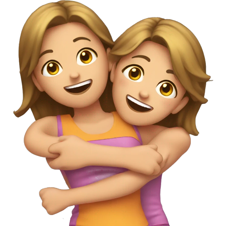 A girl Back tickling another girl emoji