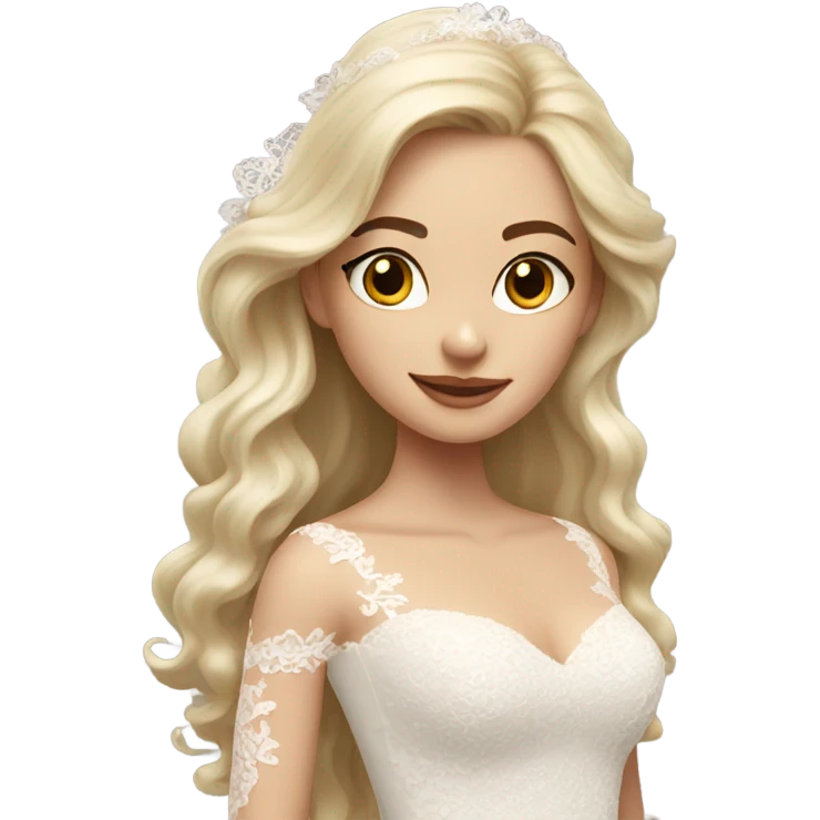 Beautiful finish blonde girl with lace wedding dress emoji