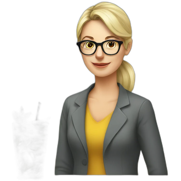 white teacher with glasses drinks mojito emoji