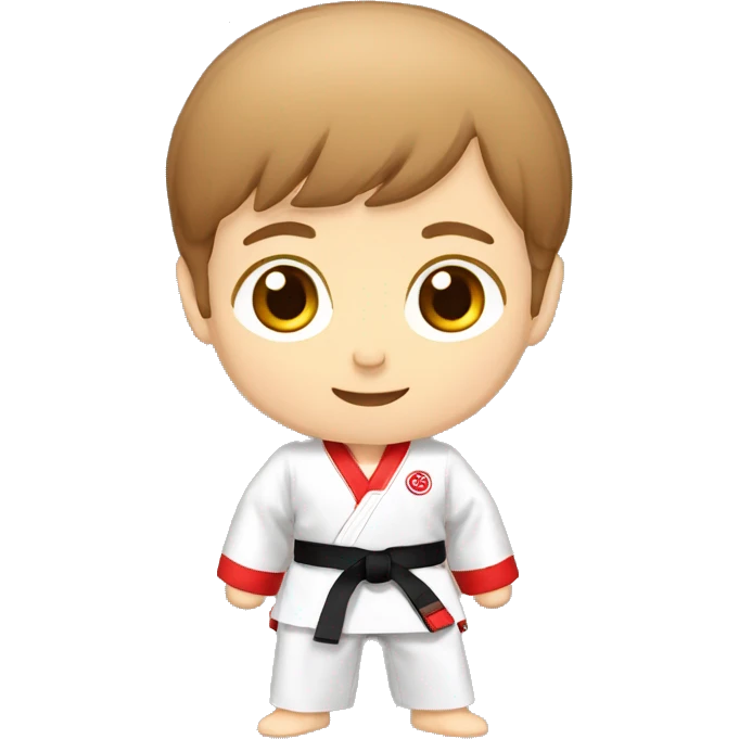 Taekwondo dobok red belt boy light brown hair birthday emoji