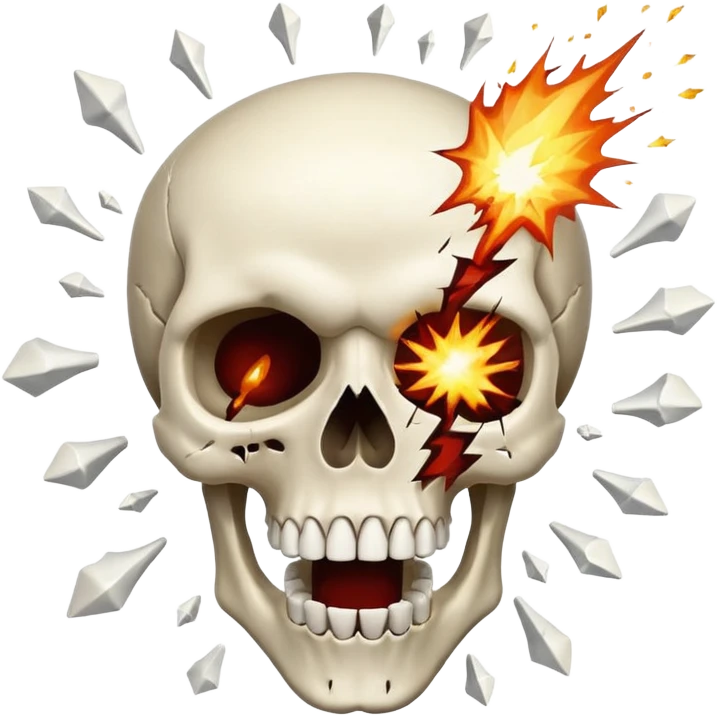 skull looking up with  exagerated open mouth meanwhile the head explote  emoji