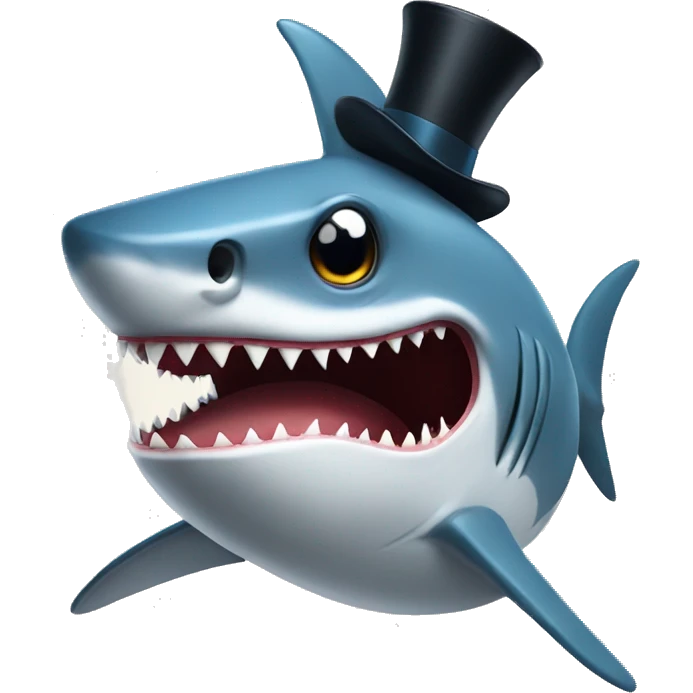 Shark with a top hat emoji