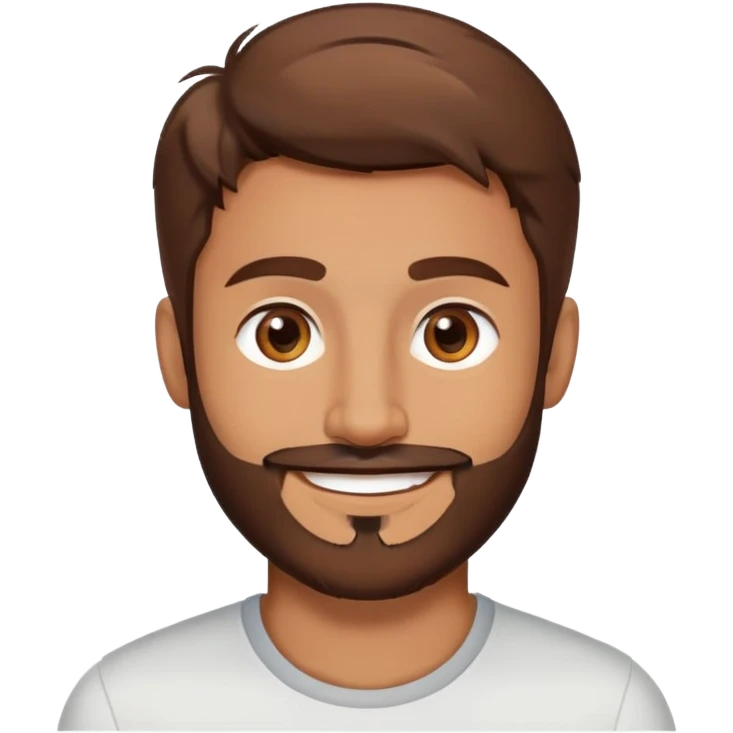Smiling man with brown hair, brown eyes , and brown beard emoji
