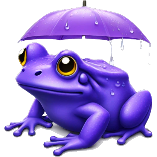 Purple frog with rain emoji