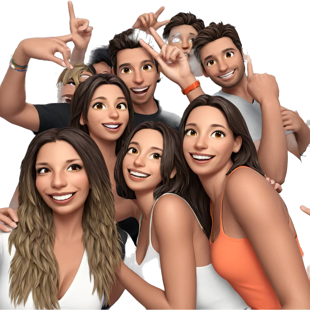 smiling girls and boys together emoji