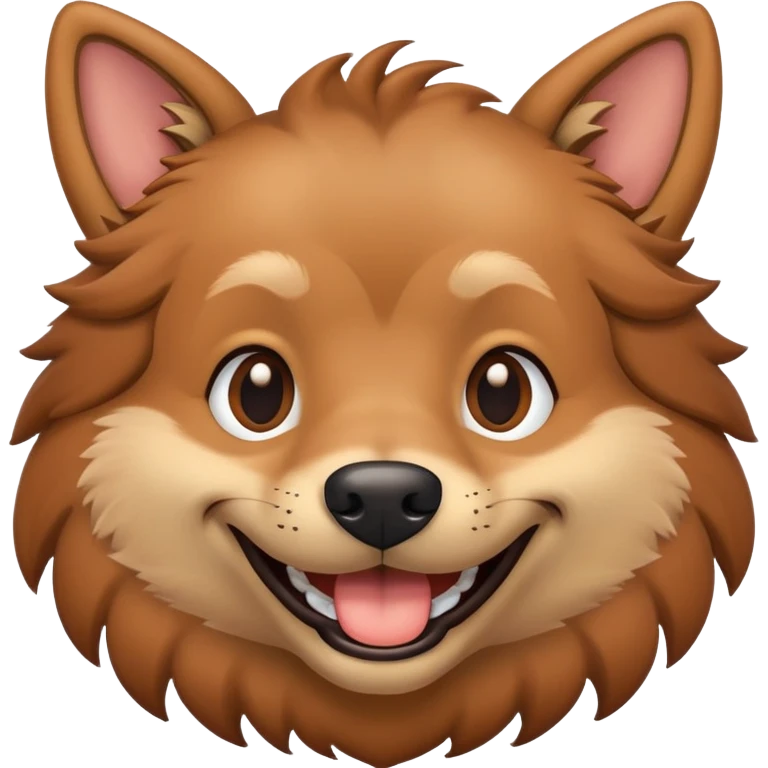 man-dog hybrid smiling, cartoonish features emoji